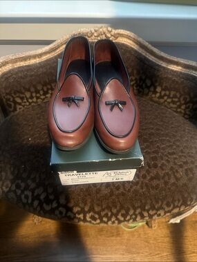 Belgian Shoes Travelette/ Medium Brown Calf, Black Trim, Black Rubber Sole/ 7M